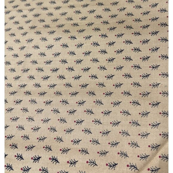 Cotton Fabric with Tiny Navy & Red Leaf Pattern 10" x 35" - Picture 2 of 5